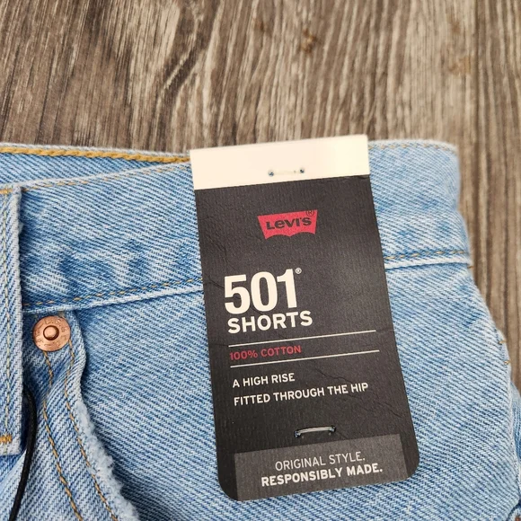 NWT Levis 501 Premium High Rise Button Fly Denim Shorts 27 - Picture 2 of 13